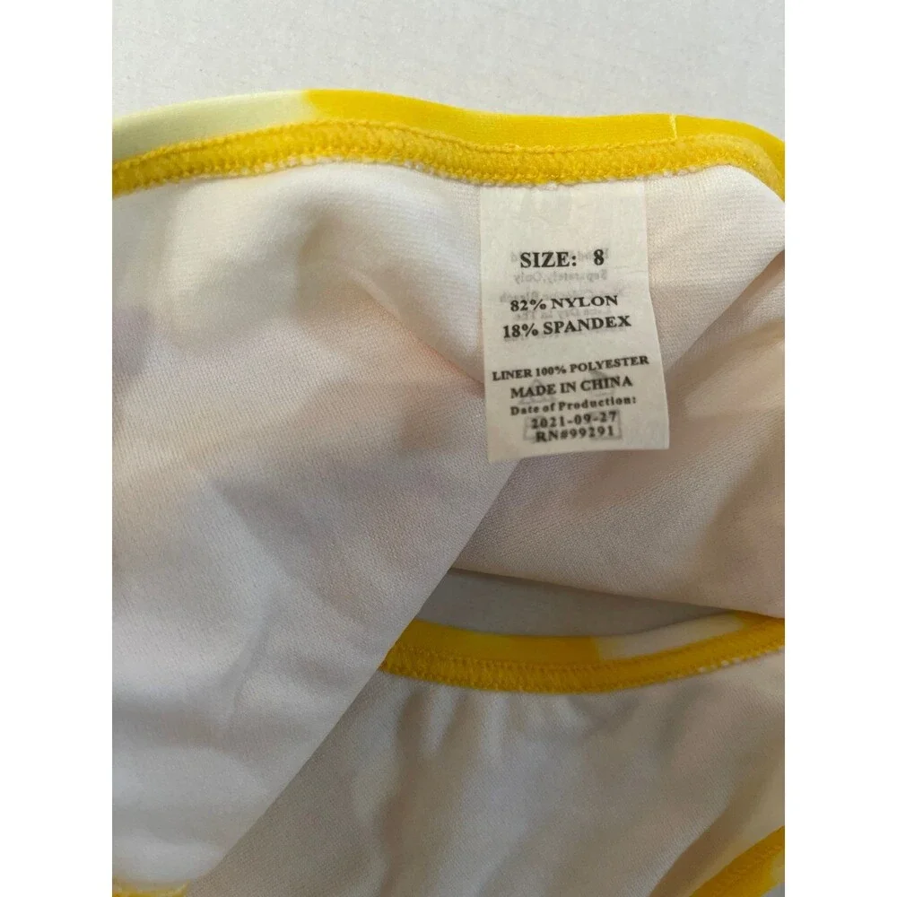 Kanu Surf Girls' Alania Flounce Bikini Size 8 Yellow New With Tag